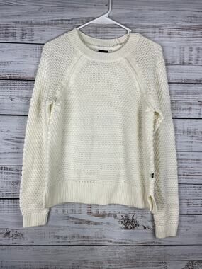 GAP White Cable Knit Coastal Sweater XS Nautical Neutral Modest Career Normcore